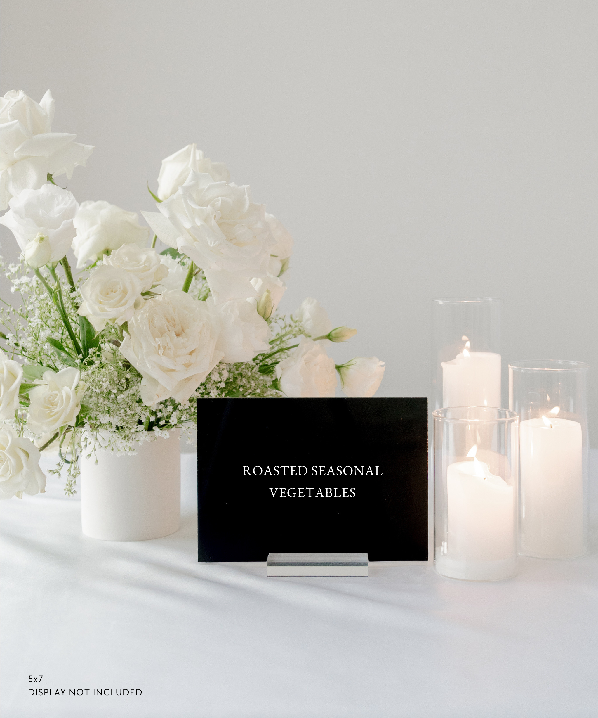 Acrylic Wedding Menu Sign Roasted Seasonal Vegetables