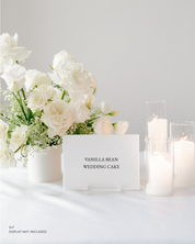 Acrylic Wedding Menu Sign Vanilla Bean Wedding Cake