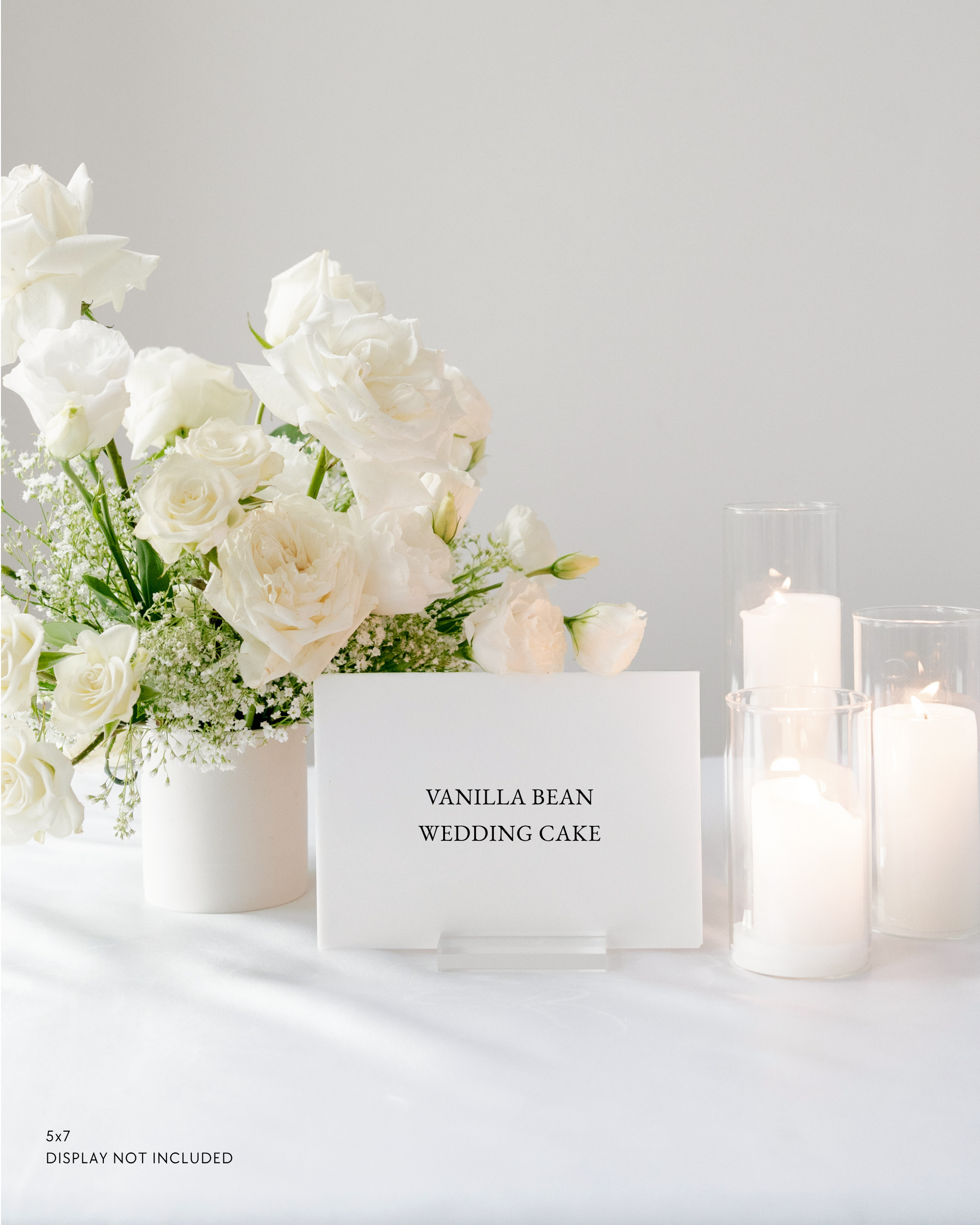 Acrylic Wedding Menu Sign Vanilla Bean Wedding Cake