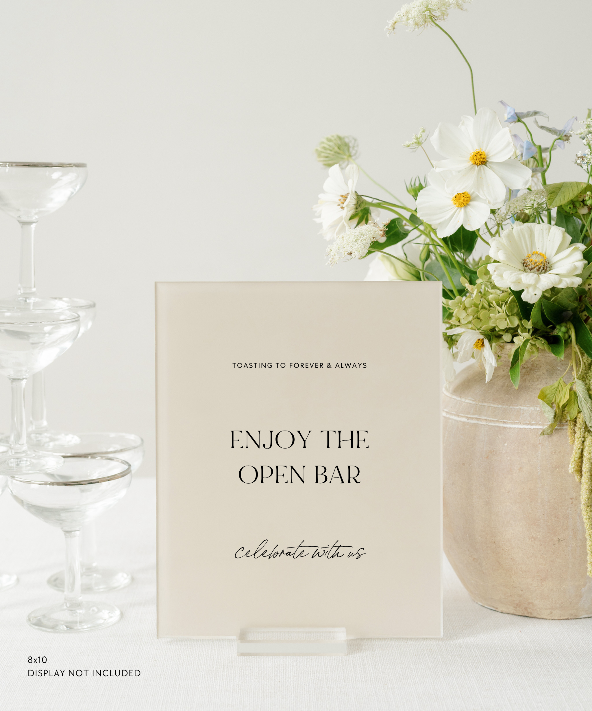 Acrylic Wedding Open Bar Sign Enjoy the Open Bar