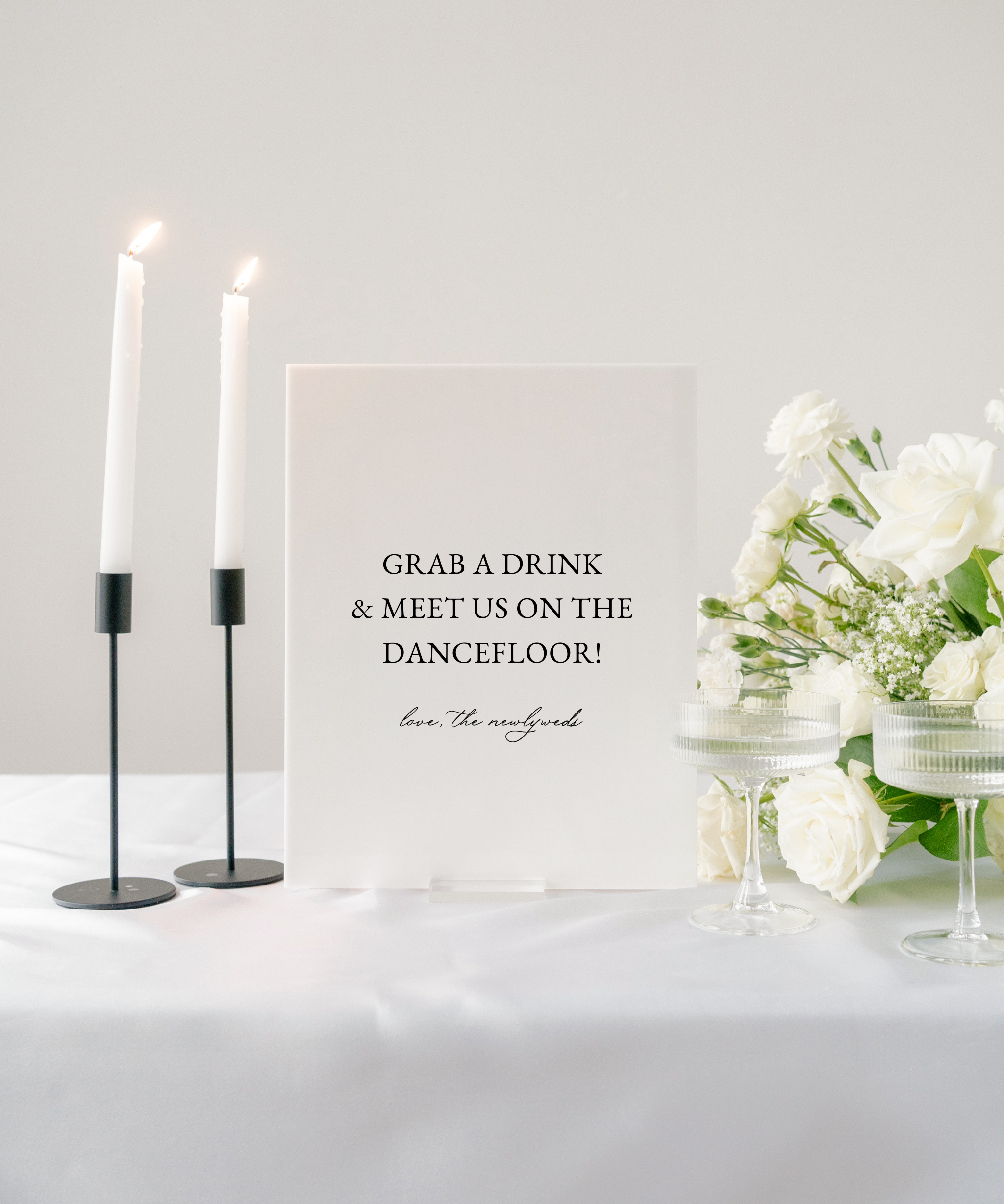 Acrylic Wedding Open Bar Sign grab a drink and meet us on the dancefloor