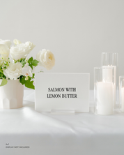 Acrylic Wedding Menu Sign Salmon With Lemon Butter