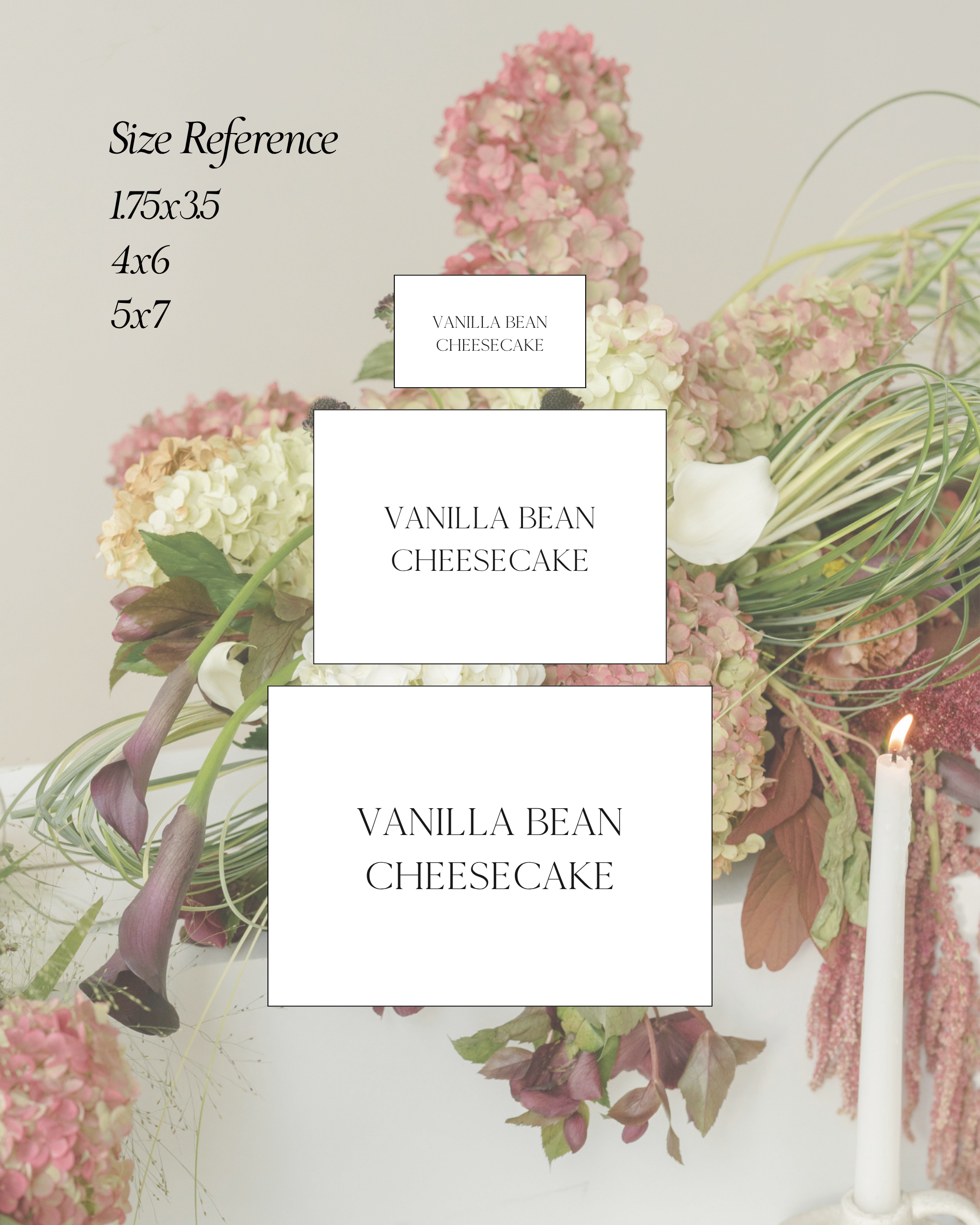 Acrylic Wedding Menu Sign Size Reference