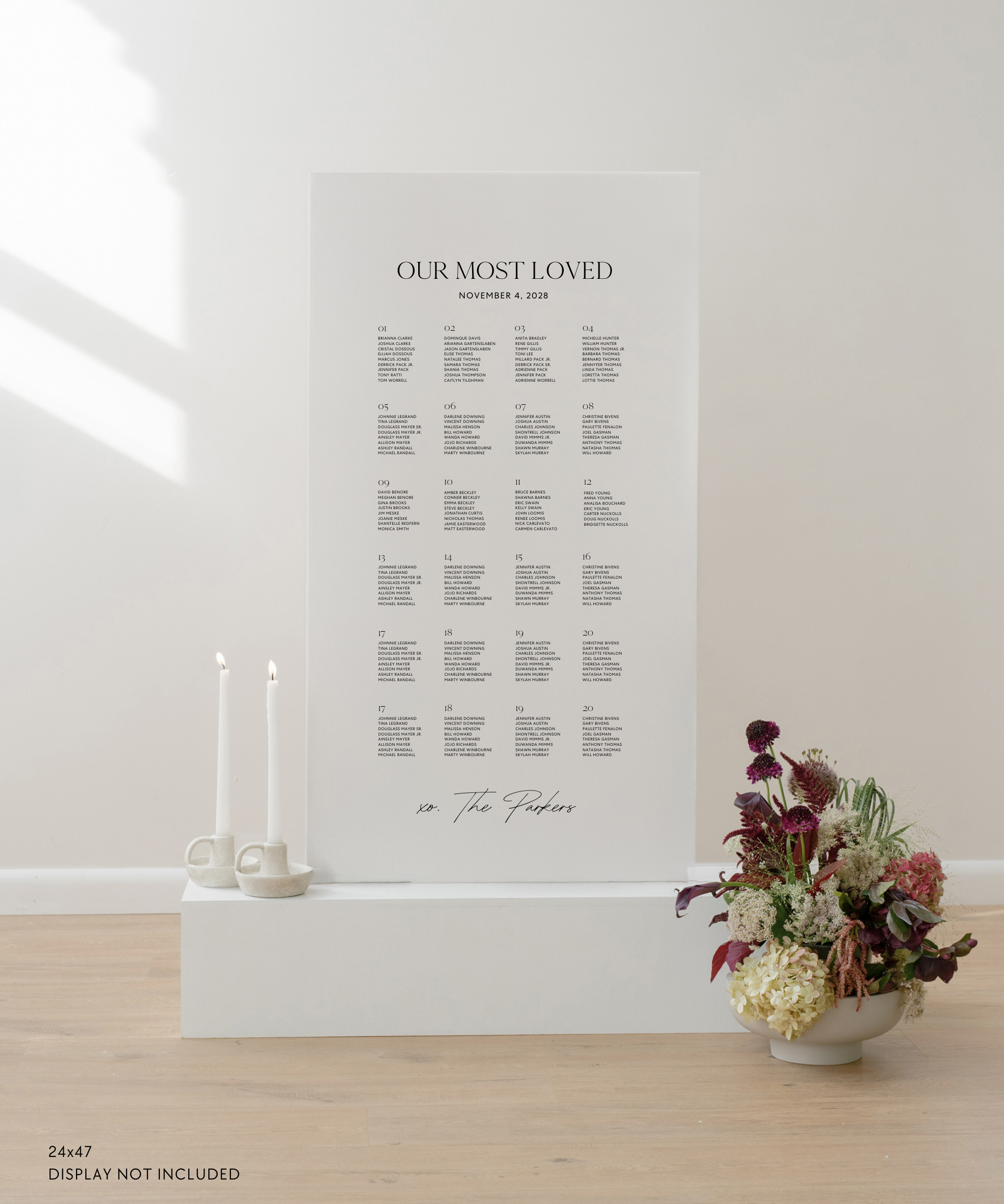 Acrylic Wedding Seating Chart Sign