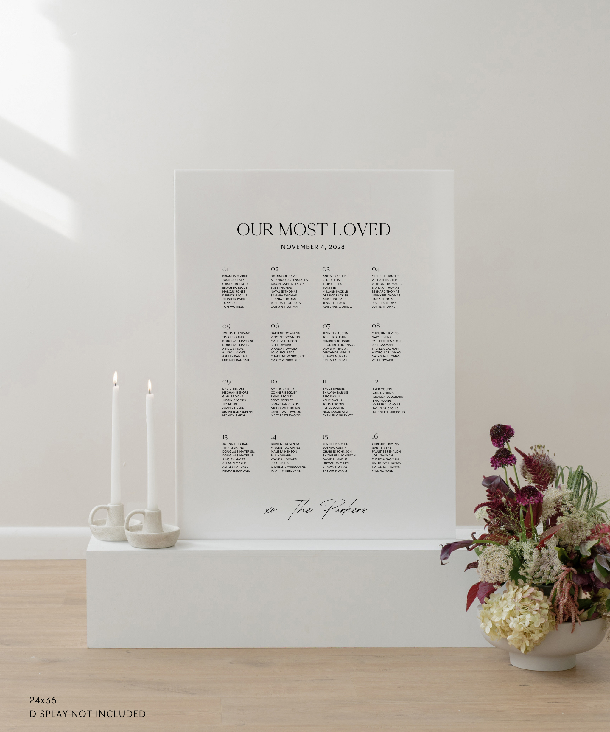 Acrylic Wedding Seating Chart Sign