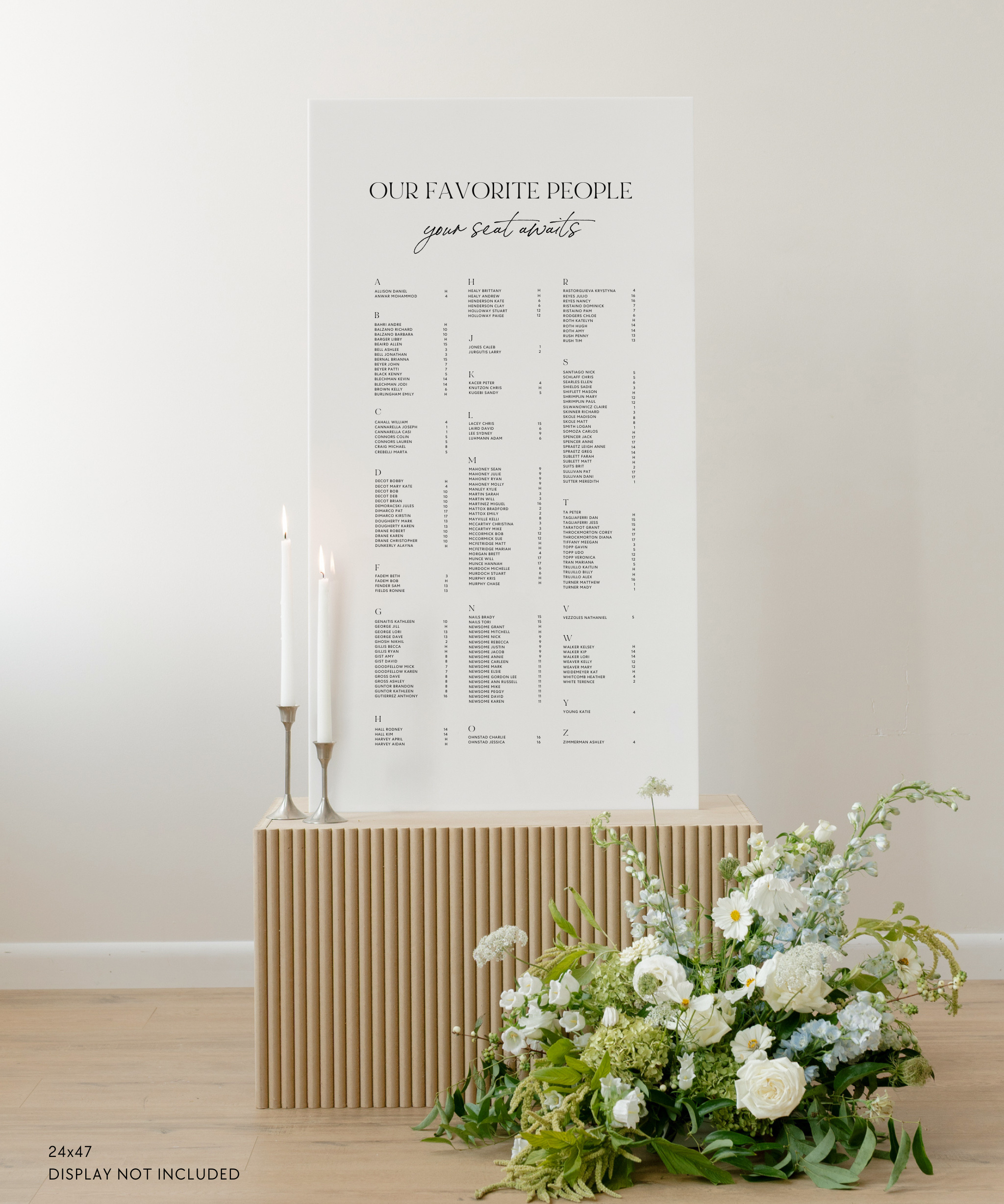 Acrylic Wedding Seating Chart Sign