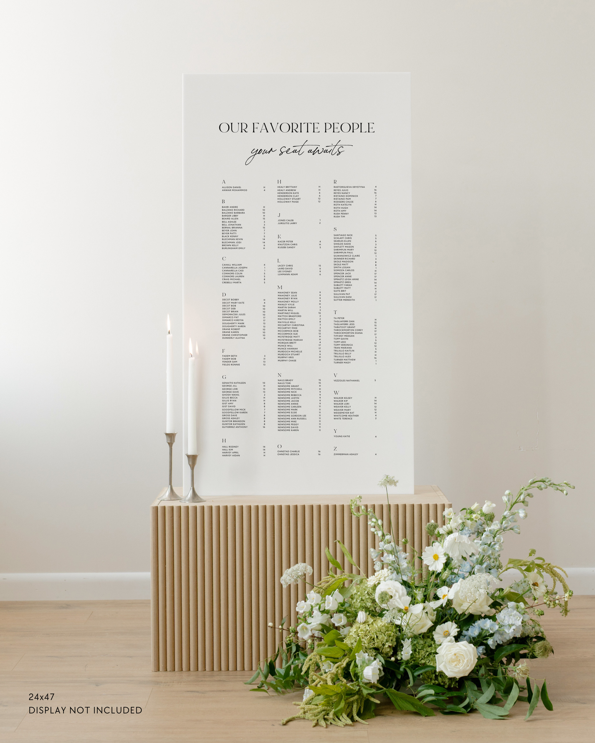 Acrylic Wedding Seating Chart Sign