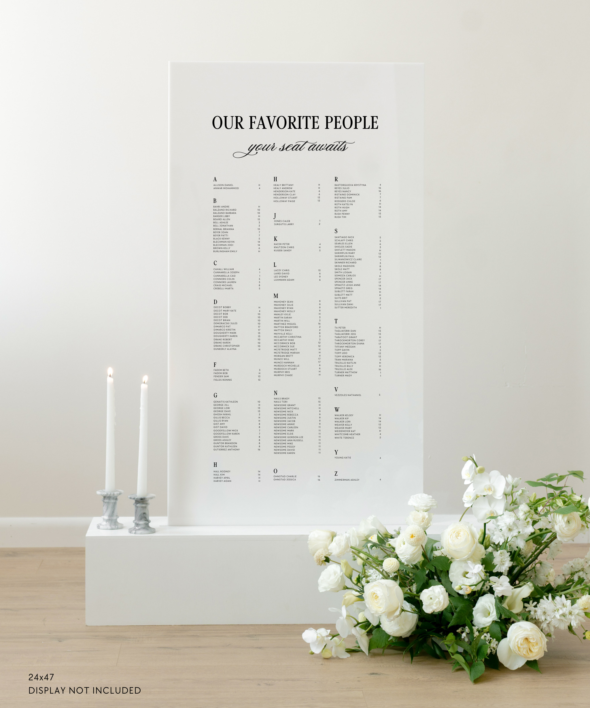 Acrylic Wedding Seating Chart Sign