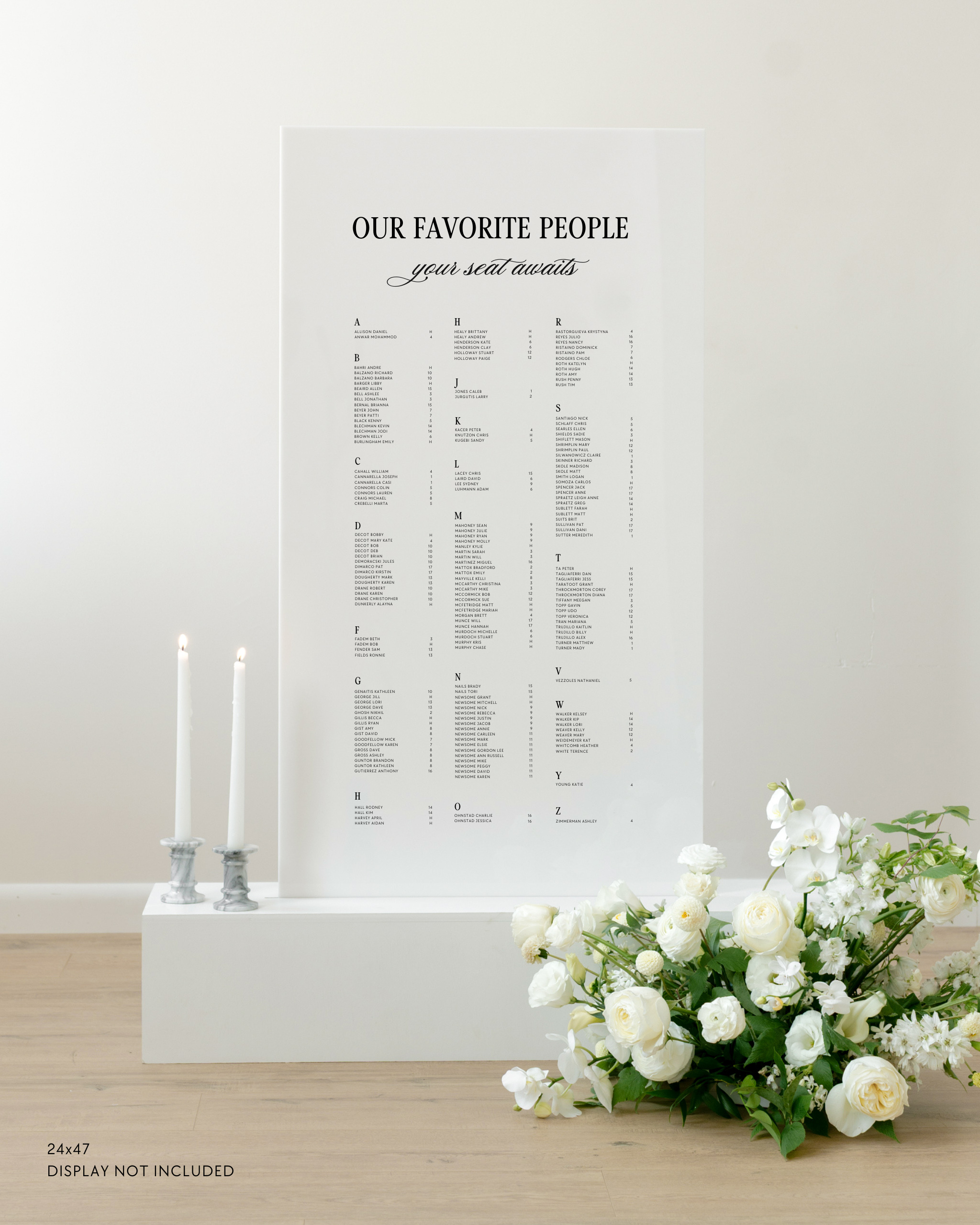 Acrylic Wedding Seating Chart Sign