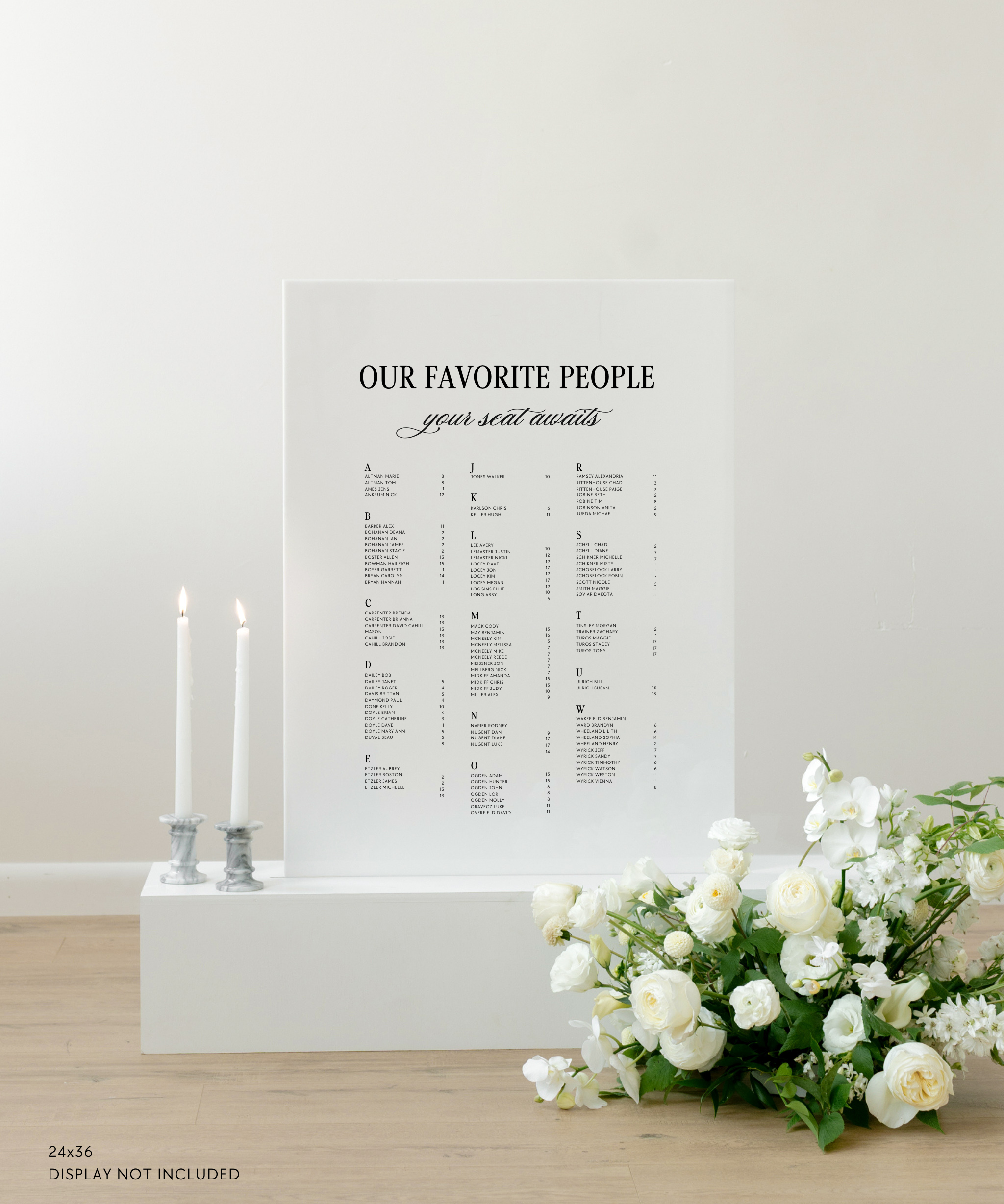 Acrylic Wedding Seating Chart Sign