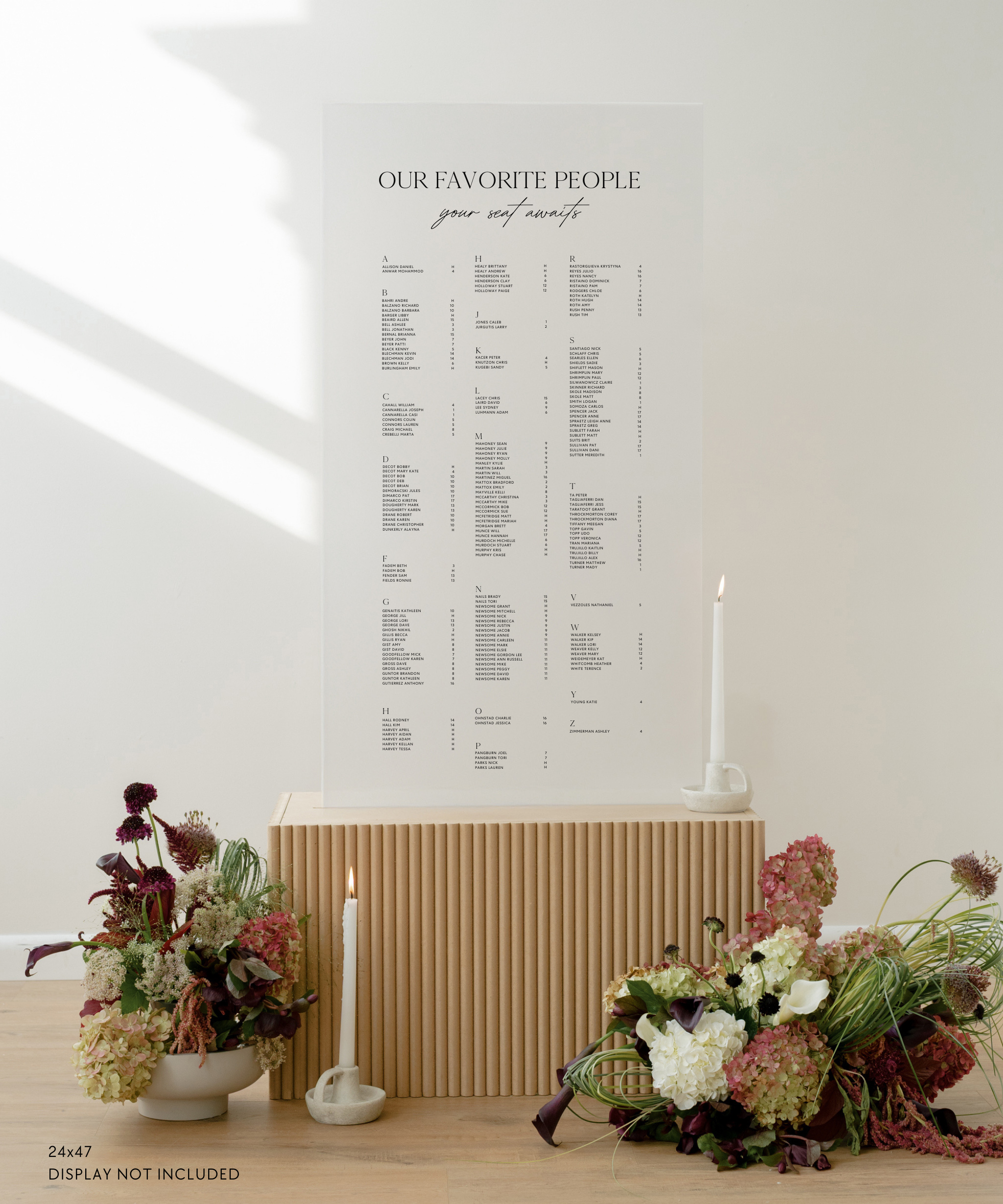 Acrylic Wedding Seating Chart Sign