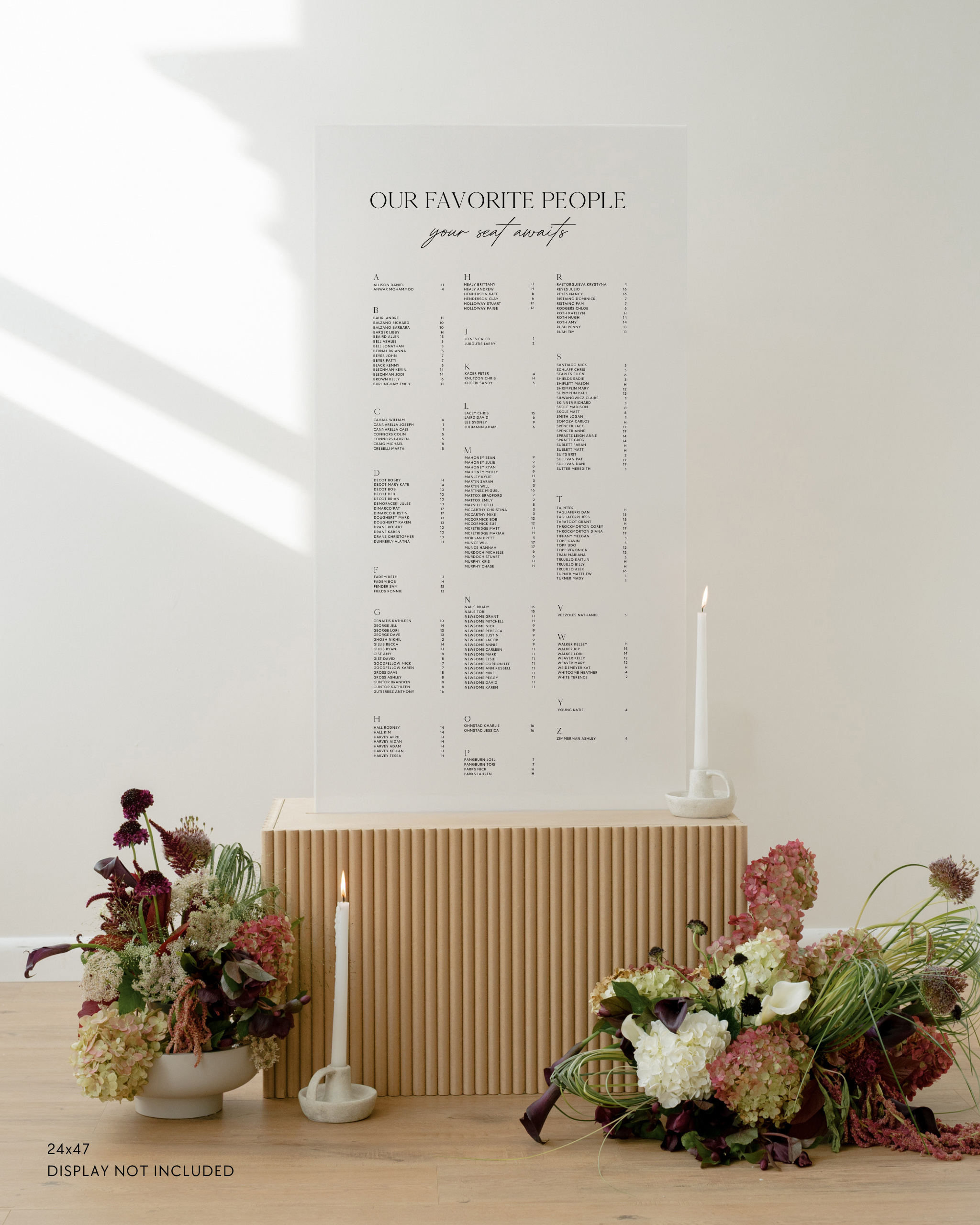 Acrylic Wedding Seating Chart