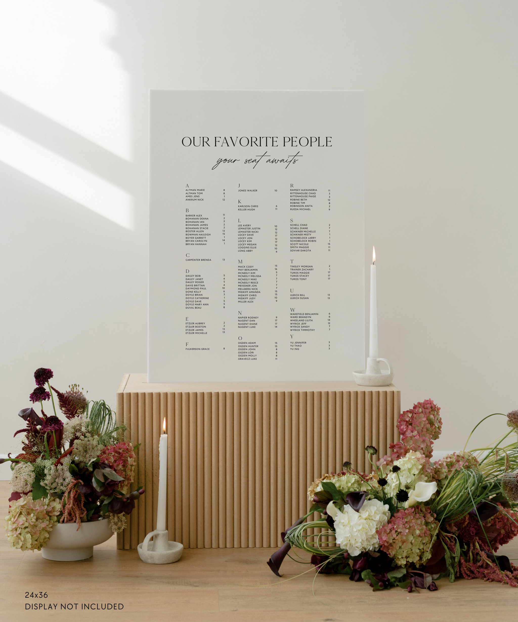 Acrylic Wedding Seating Chart Sign