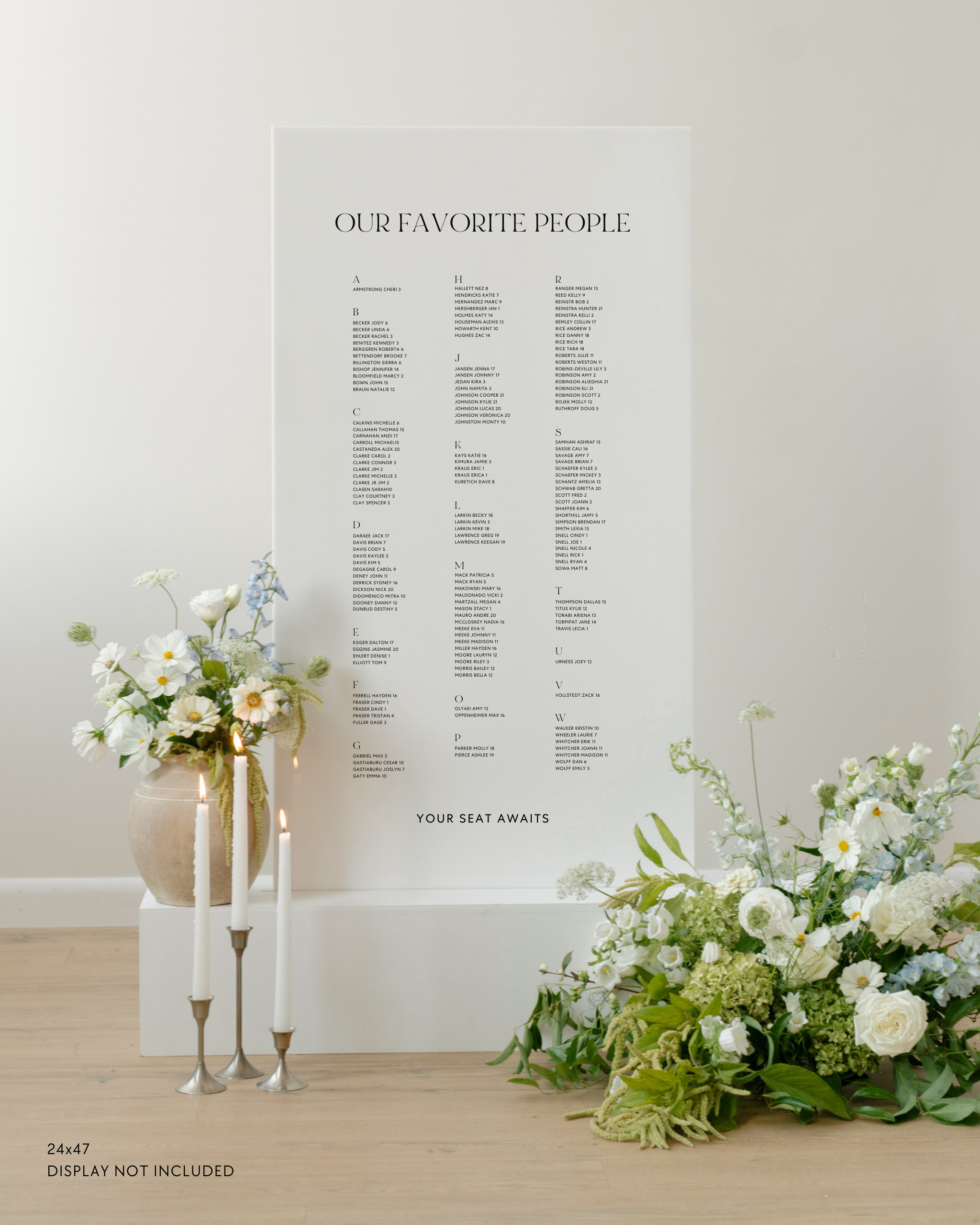 Acrylic Wedding Seating Chart Sign