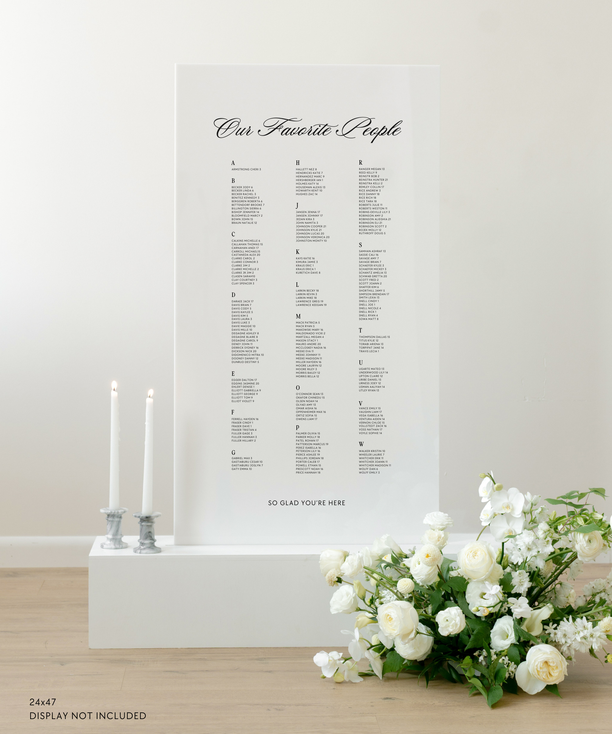 Acrylic Wedding Seating Chart Sign