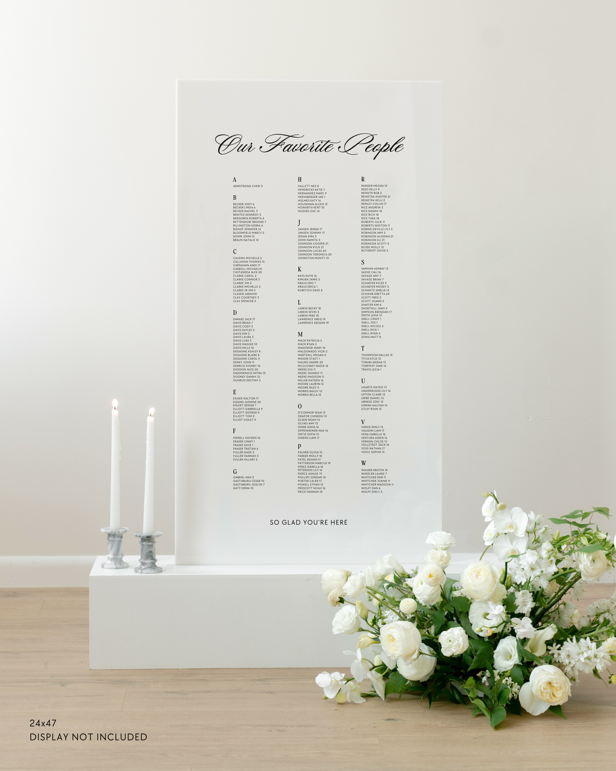 Acrylic Wedding Seating Chart Sign