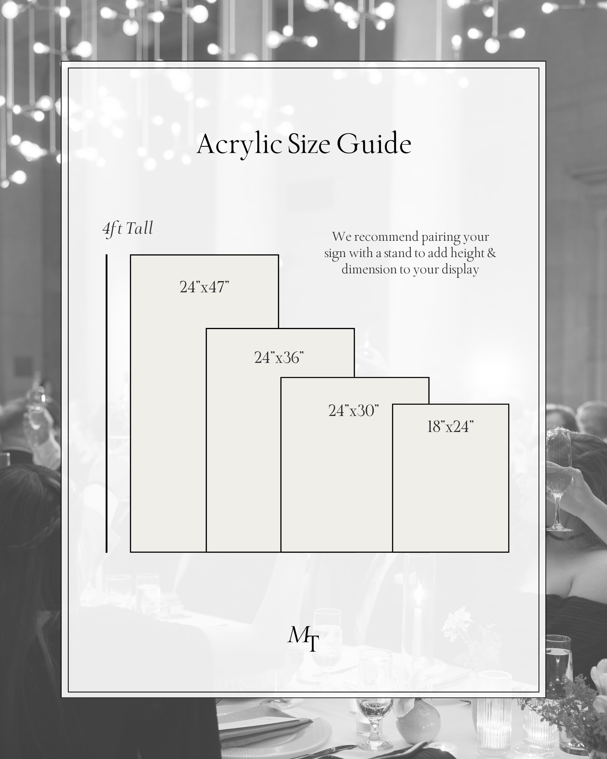 Acrylic Wedding Sign Size Guide