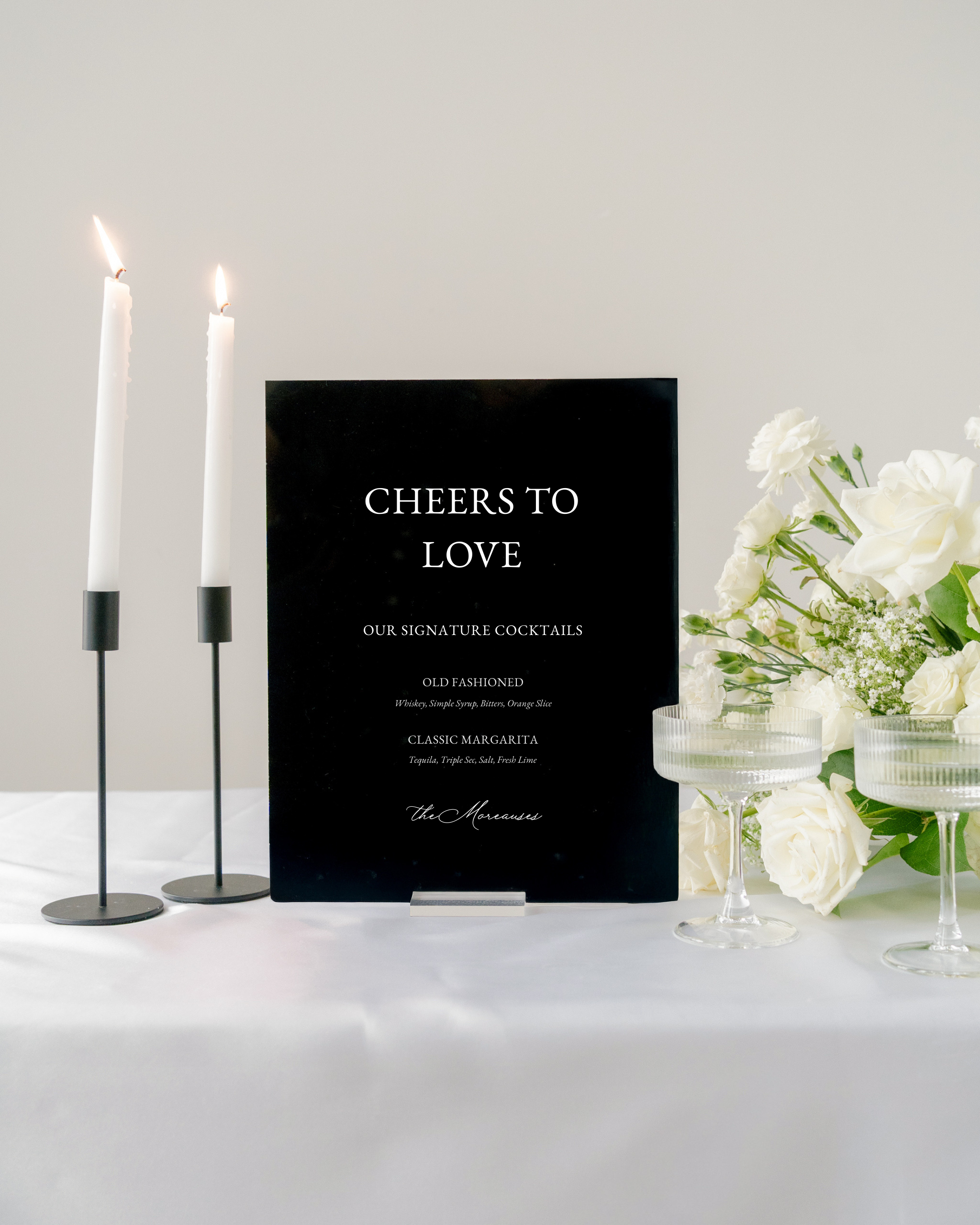 Acrylic Wedding Signature Cocktails Sign cheers to love old fashioned classic margarita