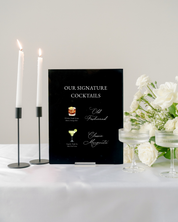 Acrylic Wedding Signature Cocktails Sign Old Fashioned and Classic Margarita