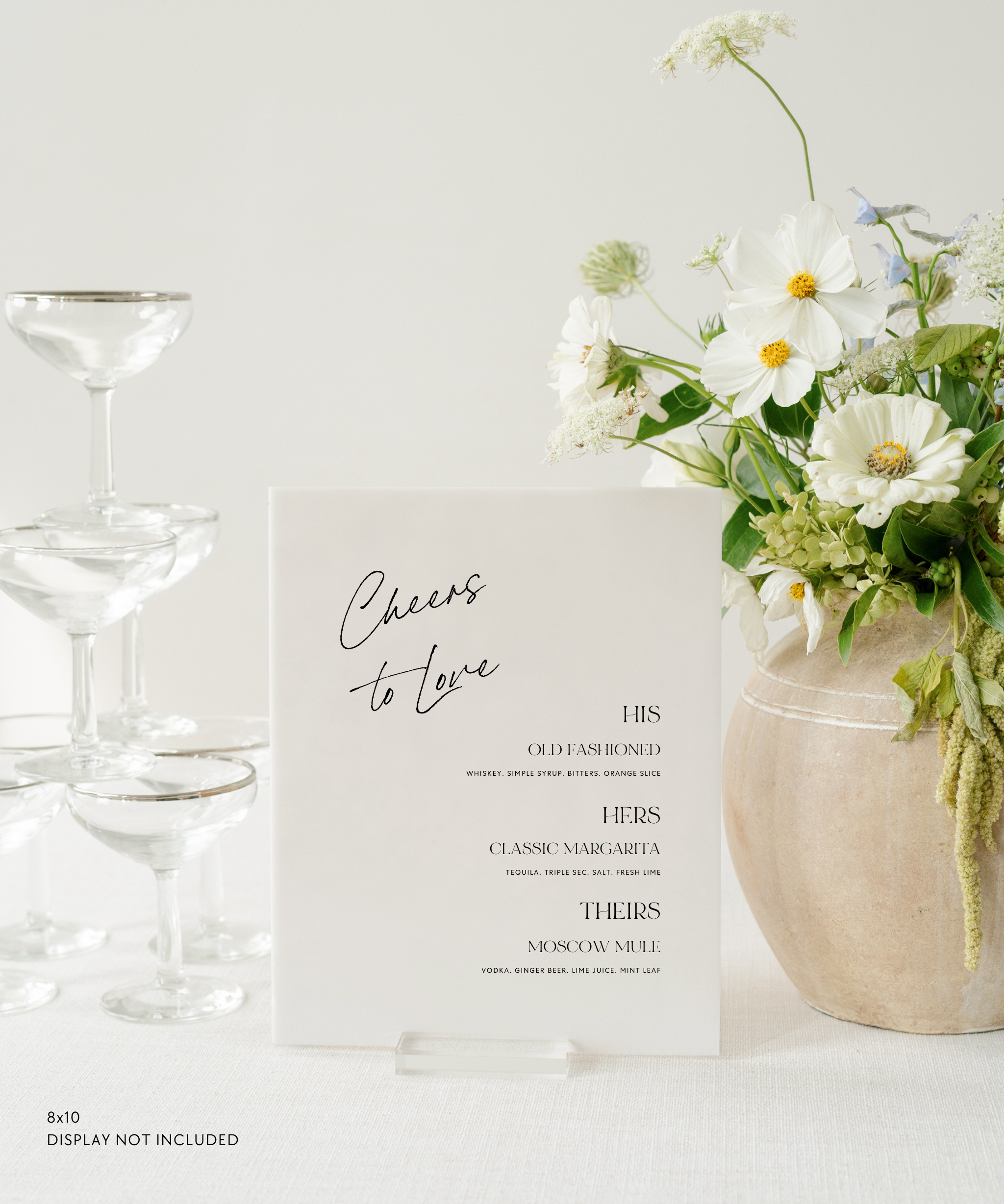 Acrylic Wedding Signature Cocktails Sign Cheers to Love His Old Fashioned Hers Classic Margarita Theirs Moscow Mule