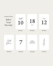 Acrylic Wedding Table Number Design Options multiple styles and fonts