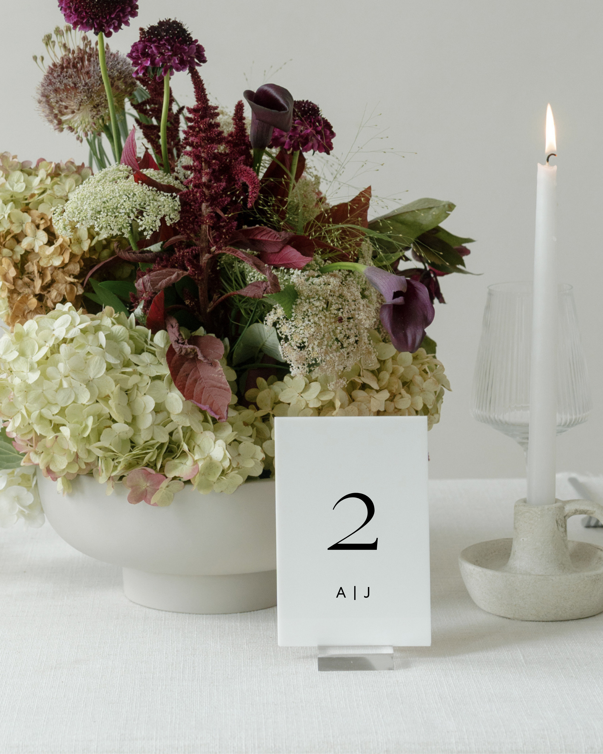 Acrylic Wedding Table Number 2 A|J