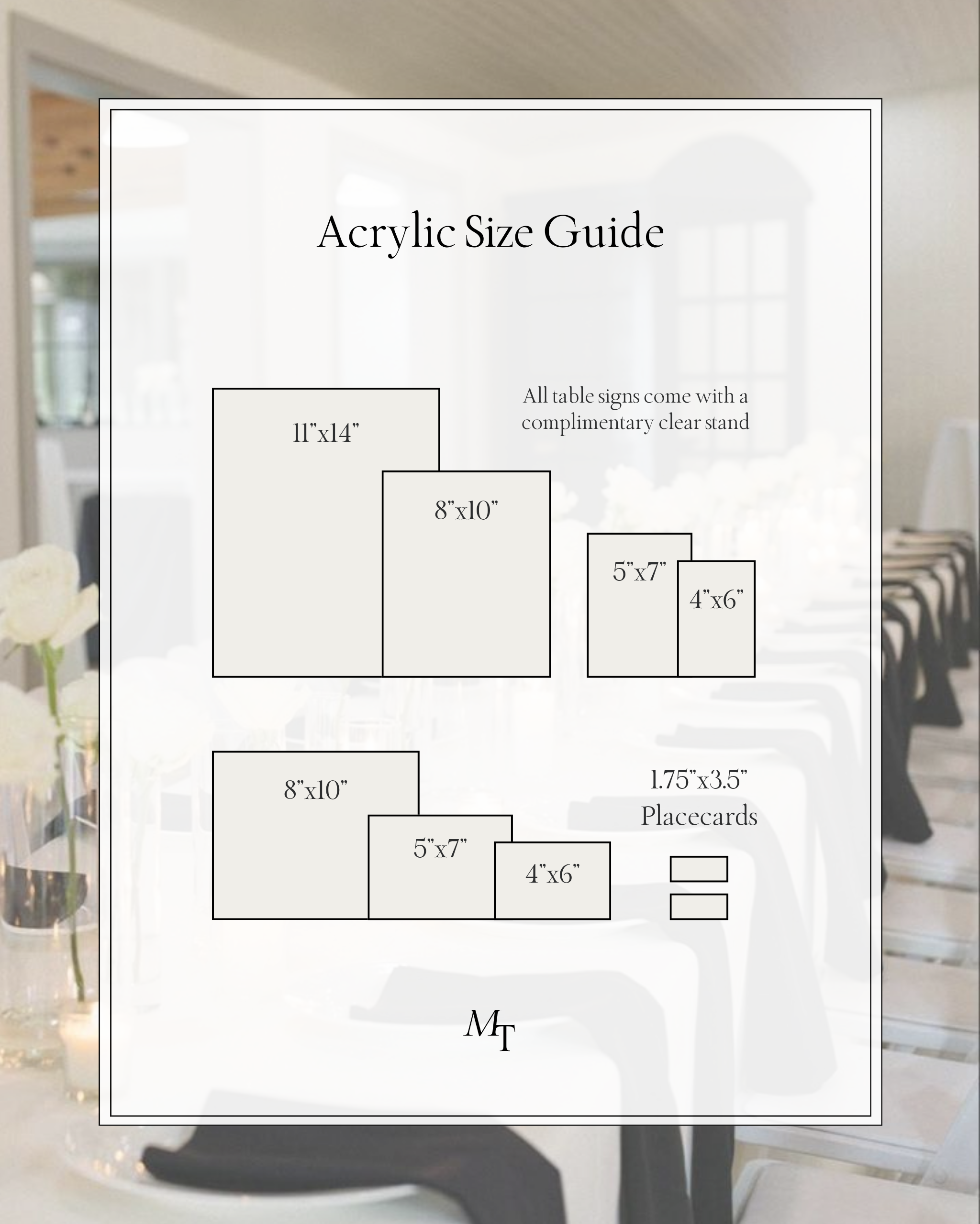 Acrylic Wedding Table Sign Size Guide For Table Signs