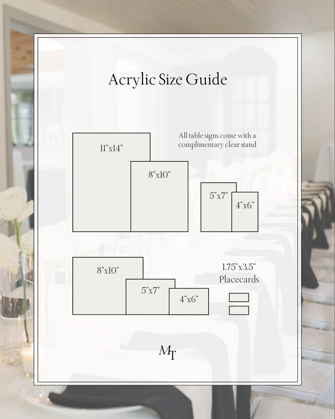 Acrylic Wedding Table Sign Size Guide For Table Signs