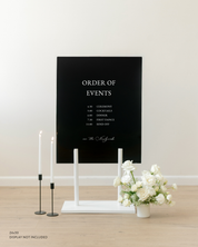 Acrylic Wedding Order of Events Sign Ceremony Cocktails Dinner Toasts Dance Send Off