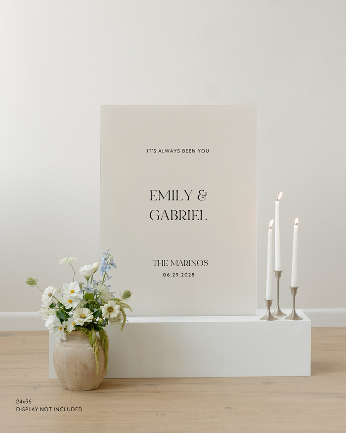 Acrylic Wedding Welcome Sign It's Always Been You Emily and Gabriel The Marinos