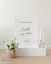 Acrylic Wedding Welcome Sign Here's To Forever Camilla and Arden