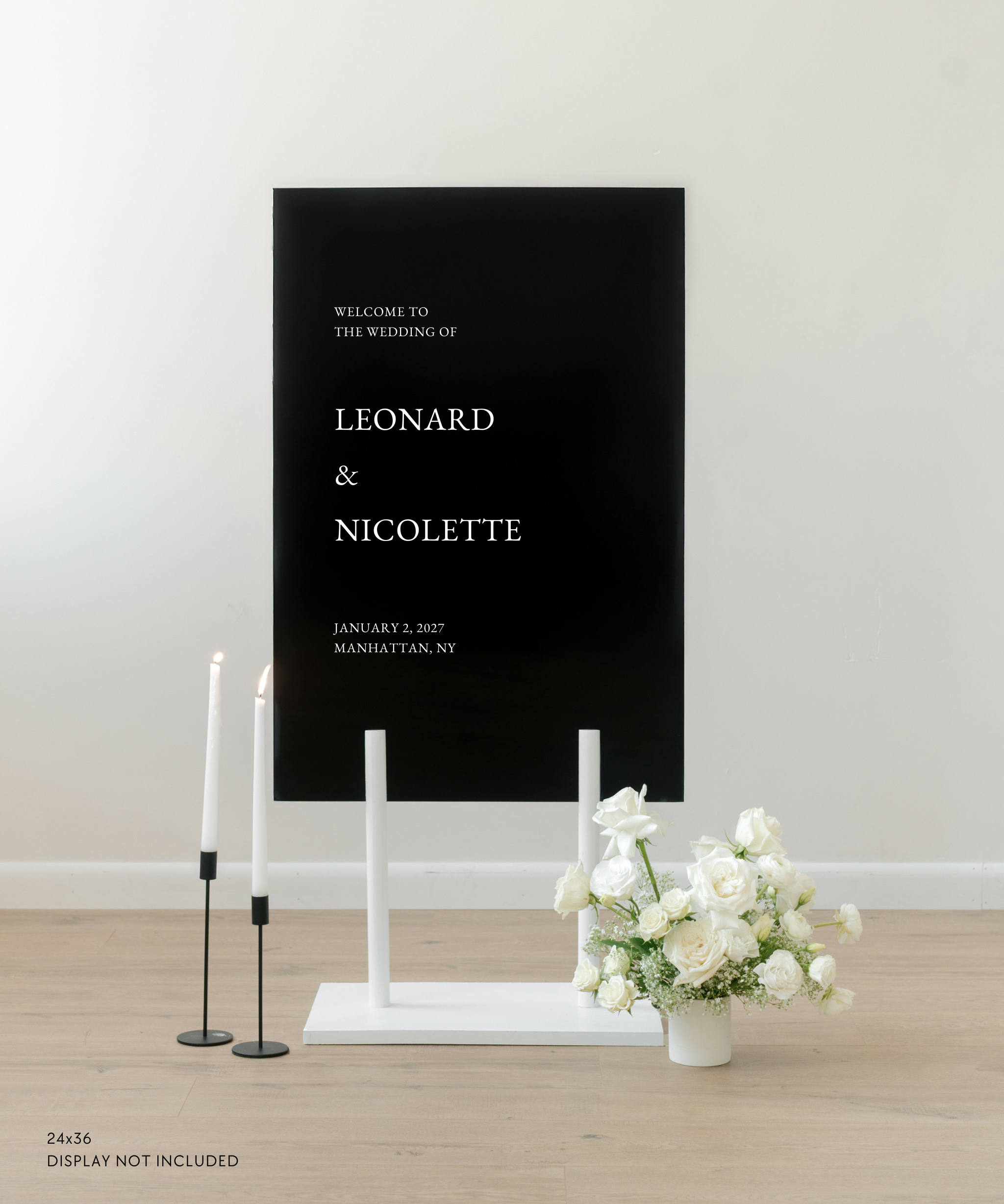 Acrylic Wedding Welcome Sign Leonard & Nicolette