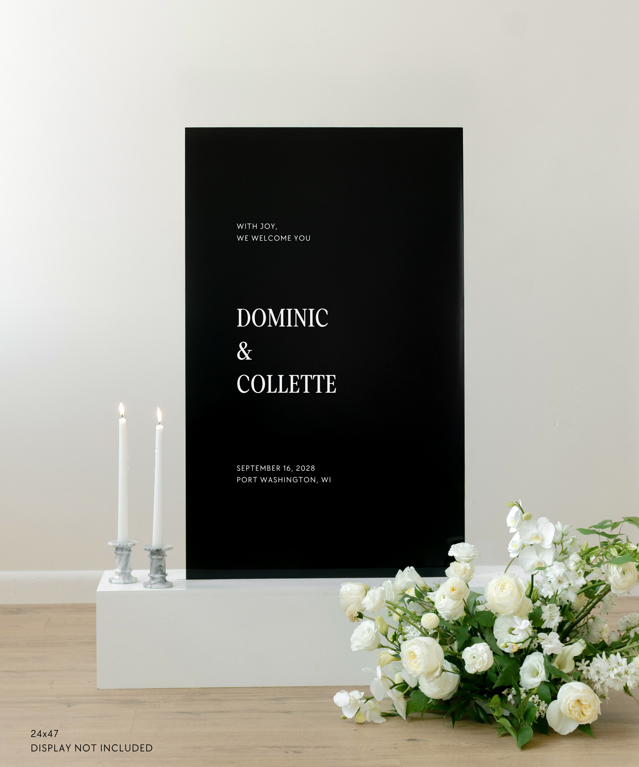 Acrylic Wedding Welcome Sign With Joy, We Welcome You