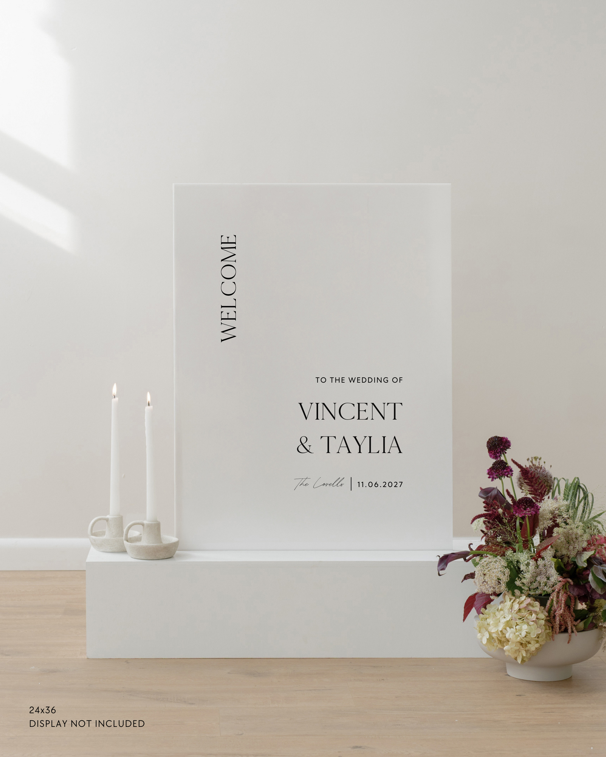 Acrylic Wedding Welcome Sign Vincent and Taylia The Lovells