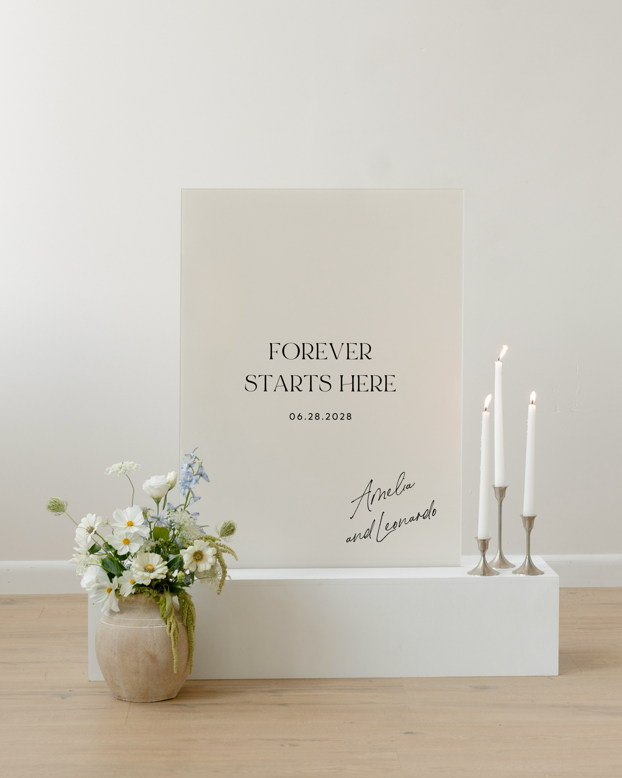 Acrylic Wedding Welcome Sign Forever Starts Here 