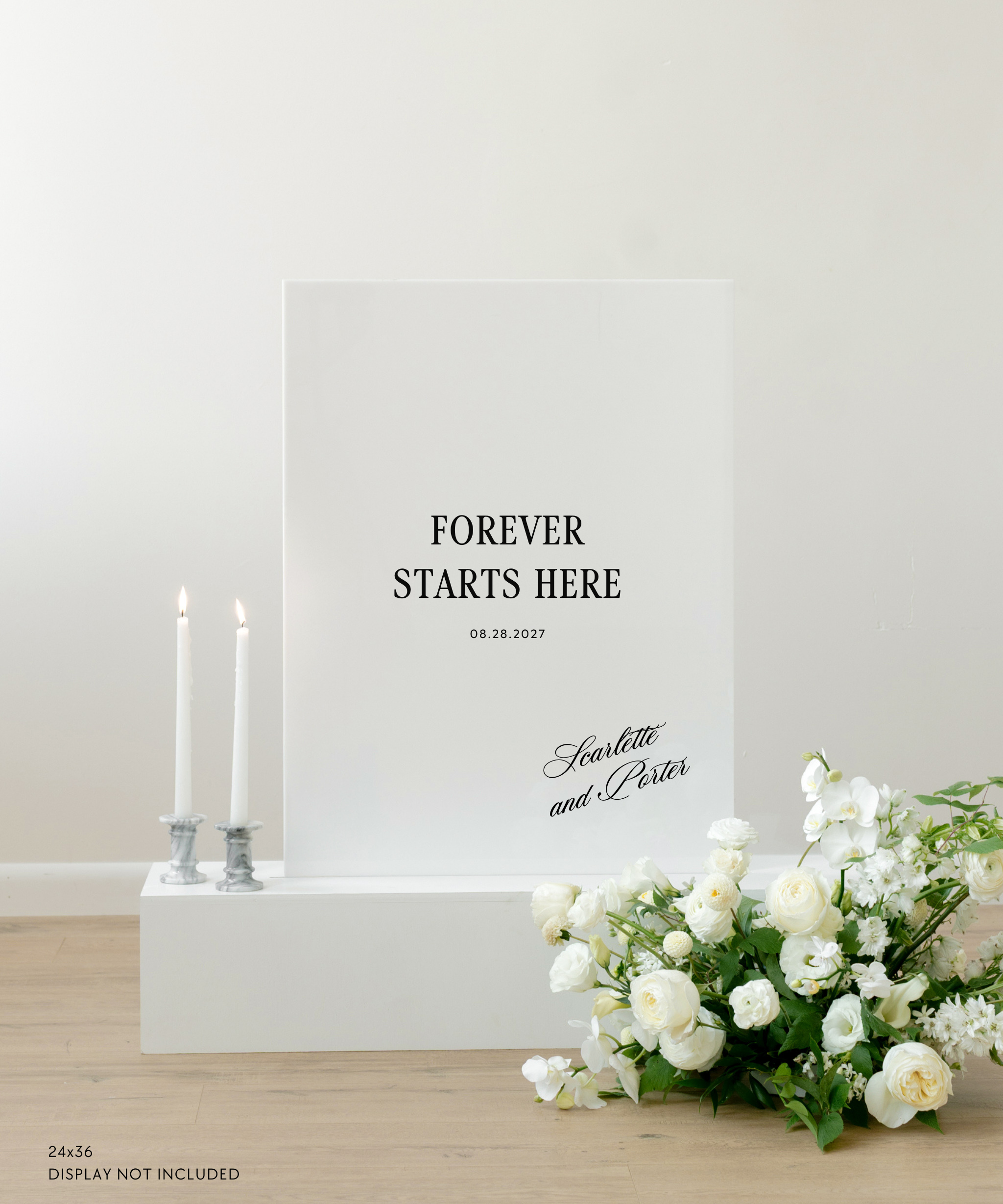 Acrylic Wedding Welcome Sign forever starts here