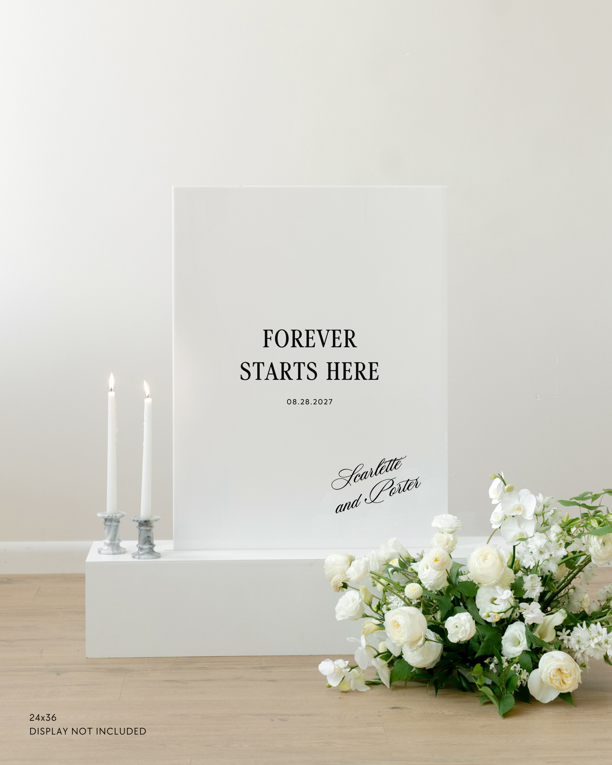 Acrylic Wedding Welcome Sign forever starts here