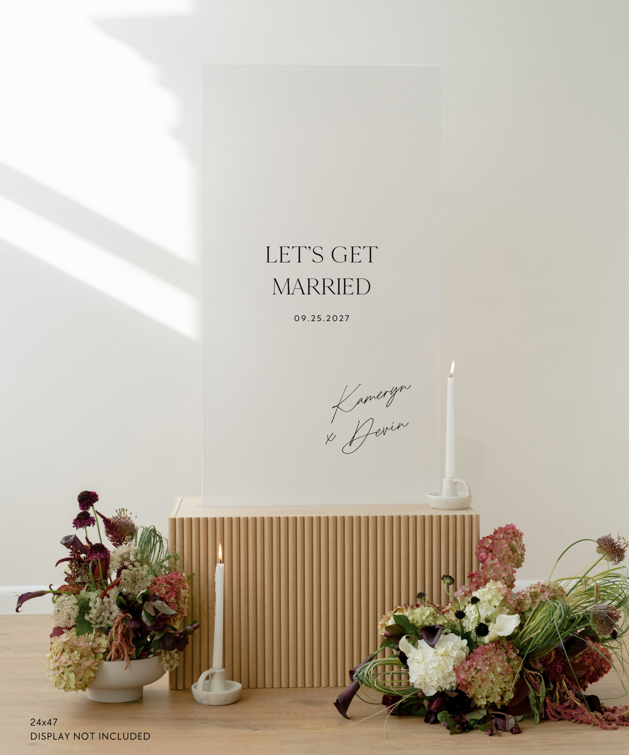 Acrylic Wedding Welcome Sign Lets Get Married