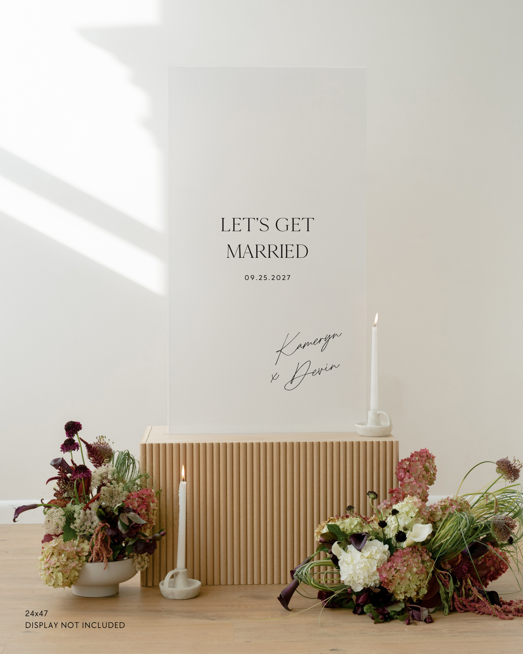 Acrylic Wedding Welcome Sign Lets Get Married