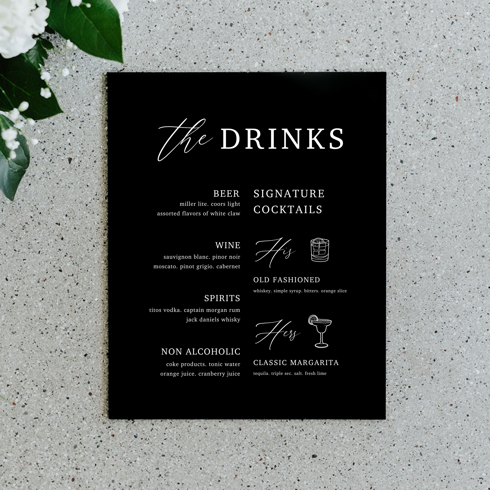 Drink Menu And Signature Drink Sign