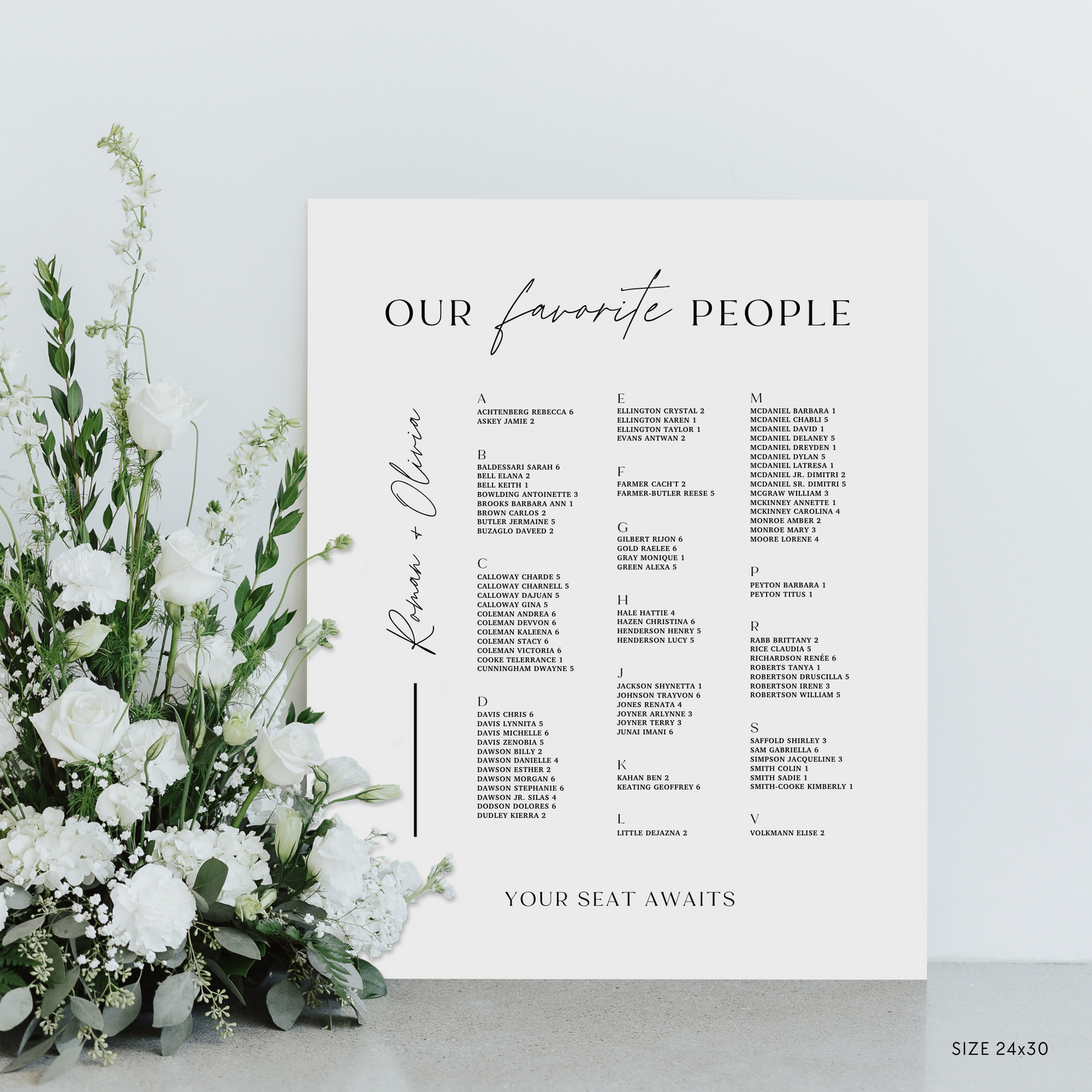 Standard Seating Chart