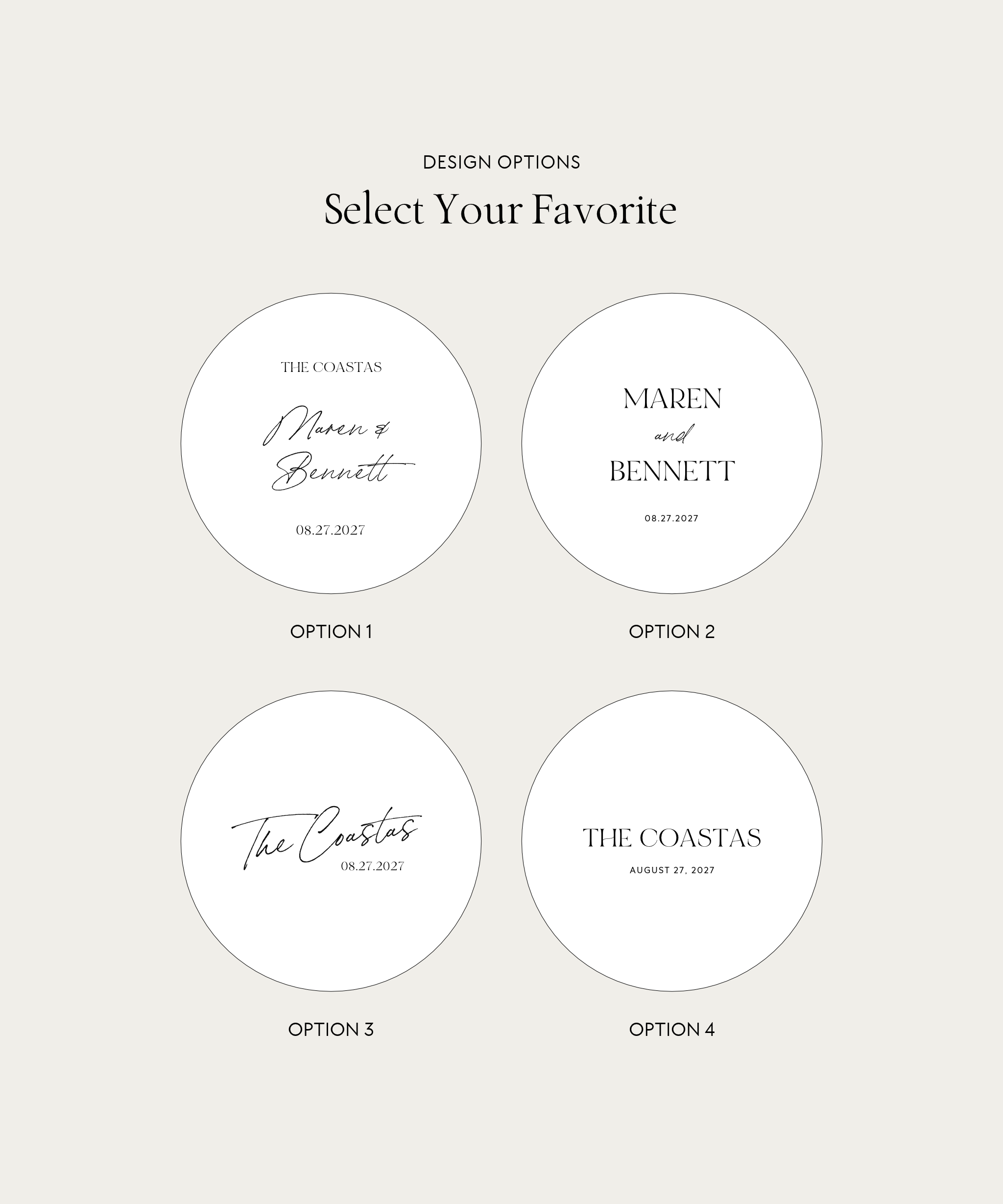 Capri wedding tambourine design options 1 to 4