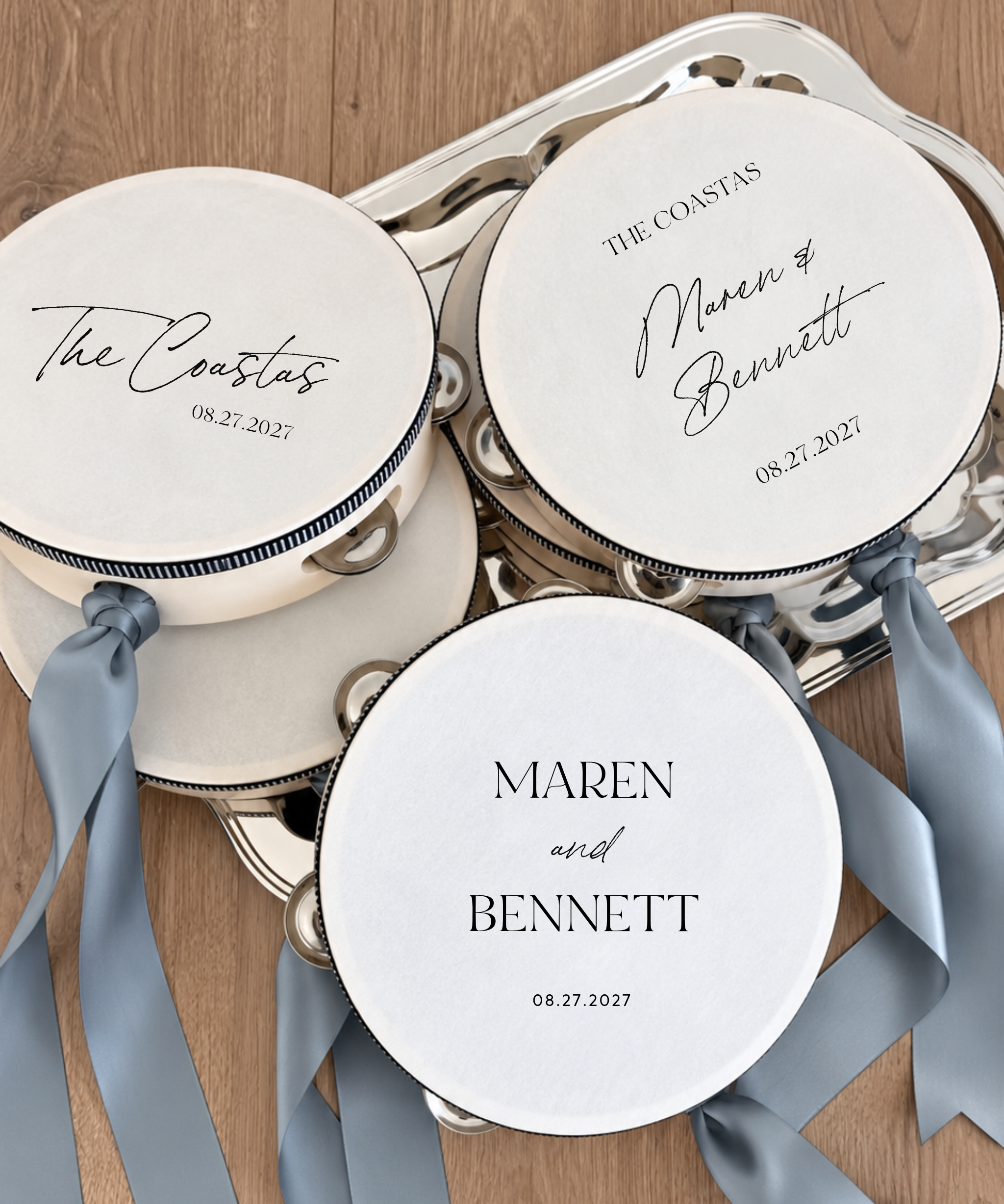 Capri personalized wedding tambourines