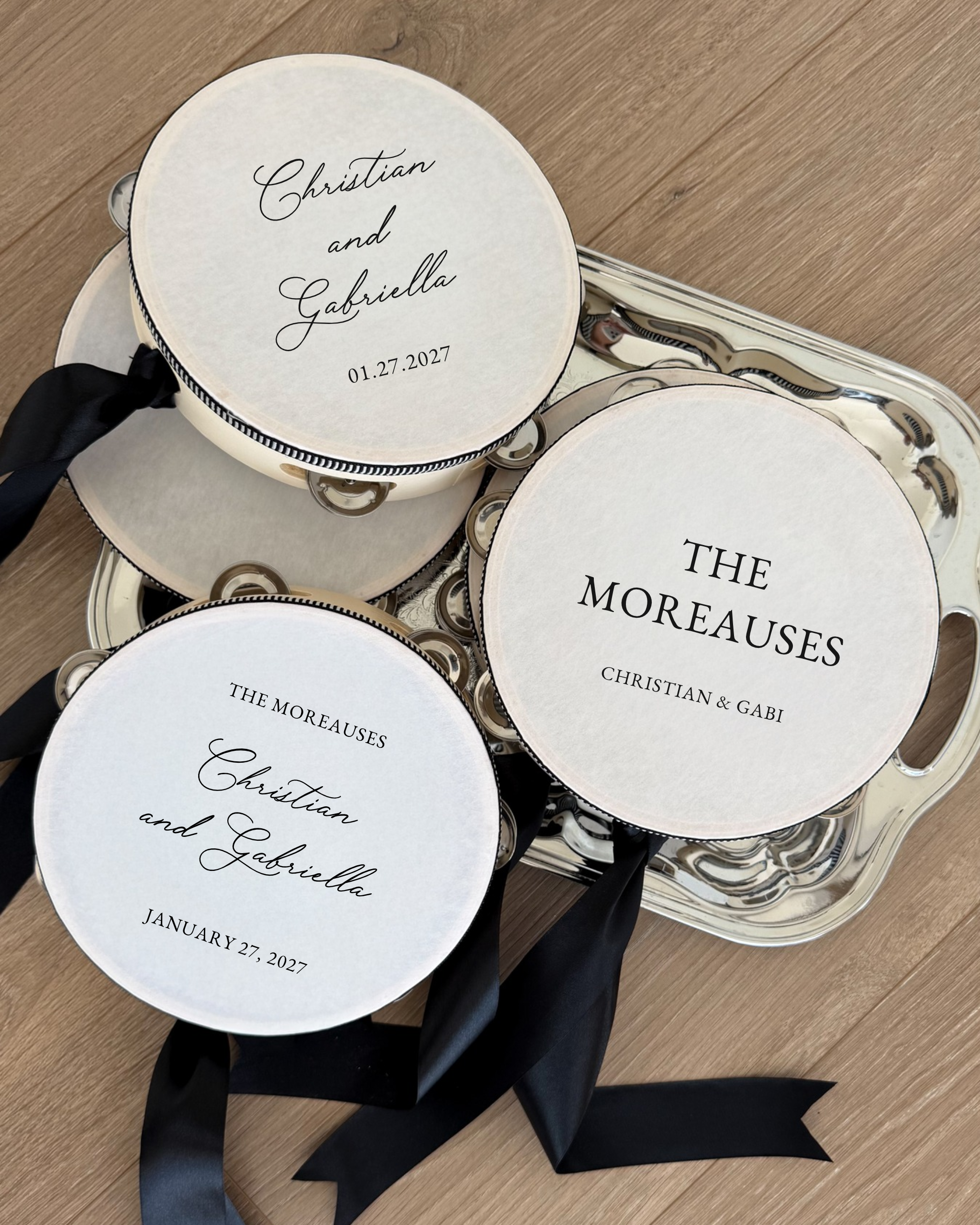 Claire personalized wedding tambourines