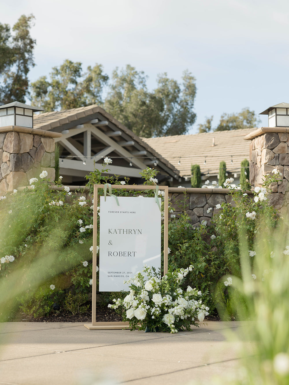 Made & True arrival signage at a real wedding