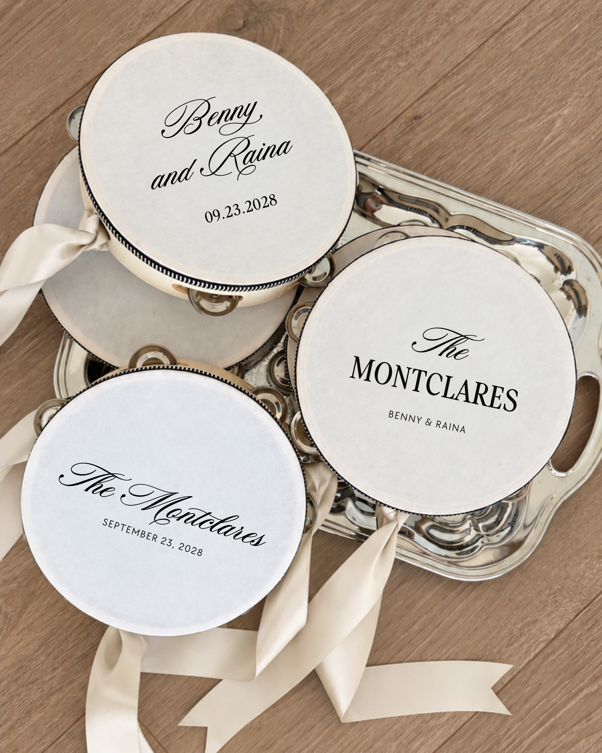 Haven personalized wedding tambourines