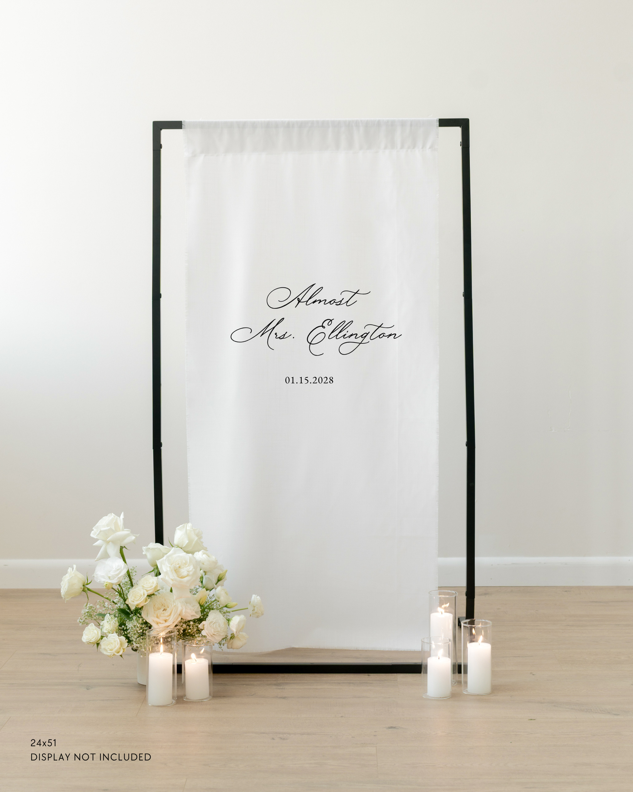 Linen Bridal Shower Welcome Sign Almost Mrs. Ellington