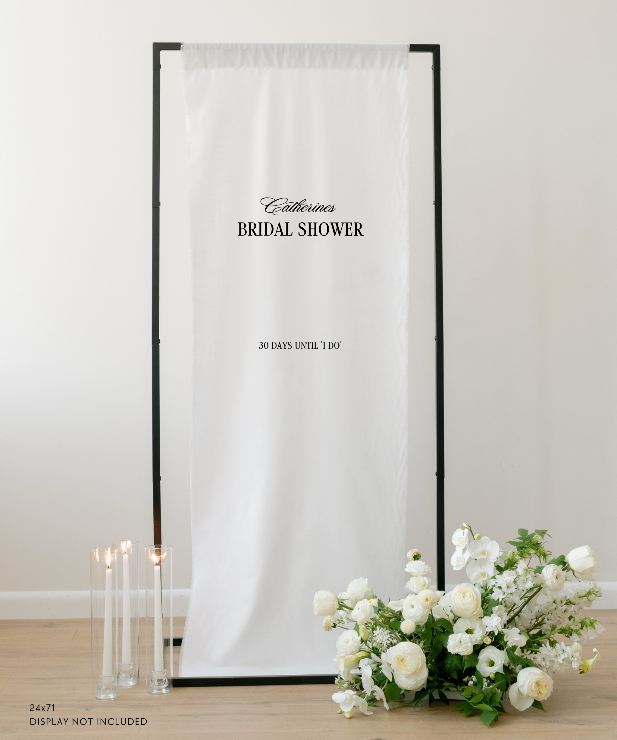 Linen Bridal Shower Welcome Sign celebrating the bride 