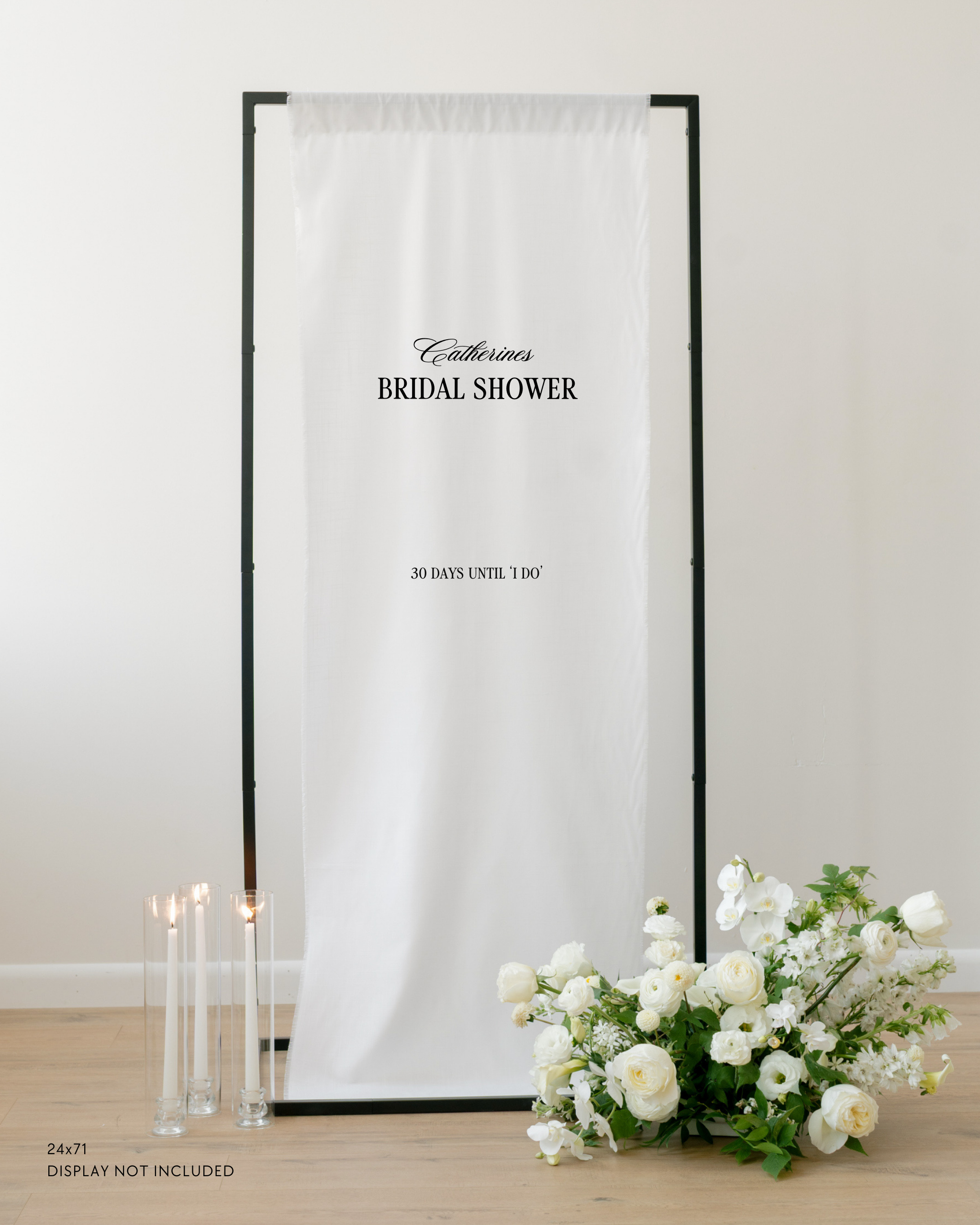 Linen Bridal Shower Welcome Sign celebrating the bride 