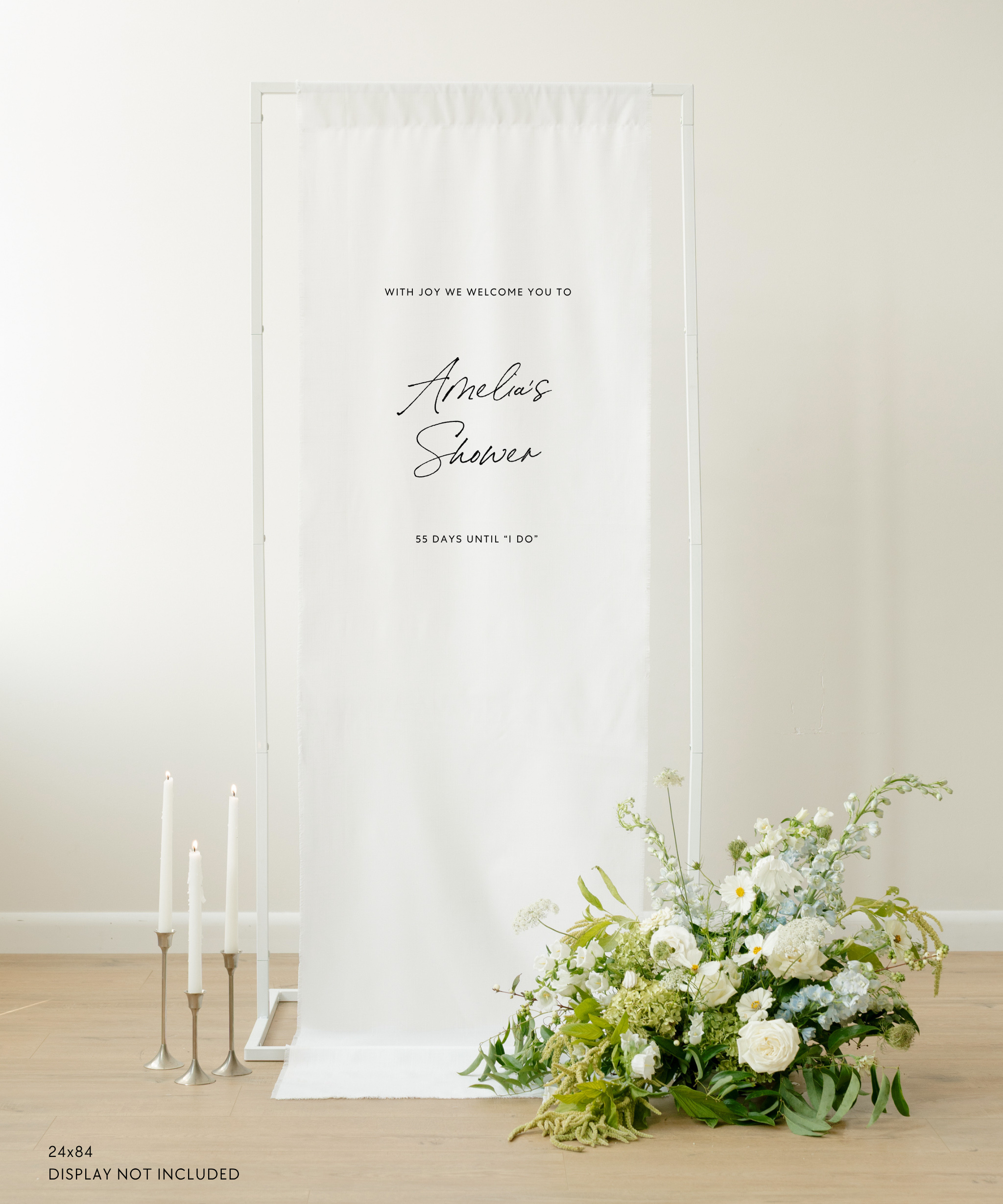 Linen Bridal Shower Welcome Sign With Joy We Welcome You To Amelia's Shower